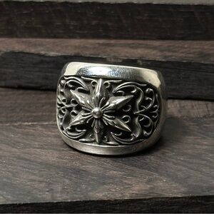 Chrome Hearts Silver Large Oval Star Ring Size 10.25 US